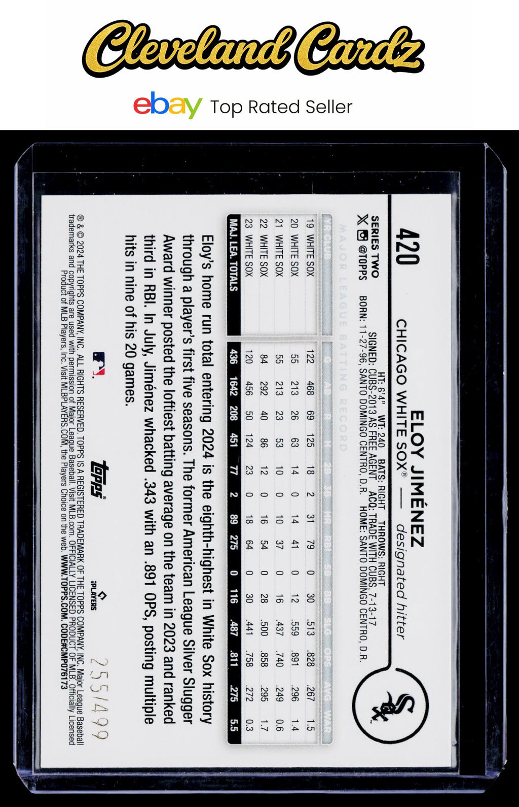 2024 Topps #420 Eloy Jiménez Green Crackle Foil #/499