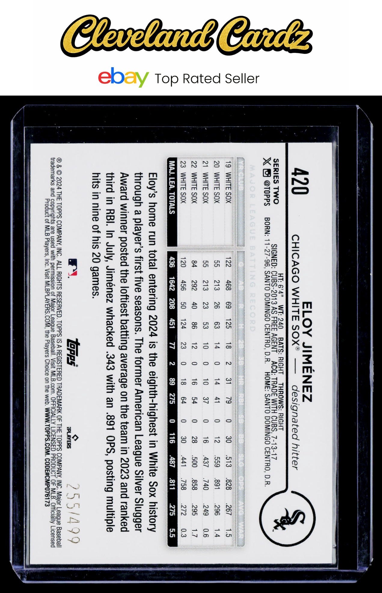 2024 Topps #420 Eloy Jiménez Green Crackle Foil #/499