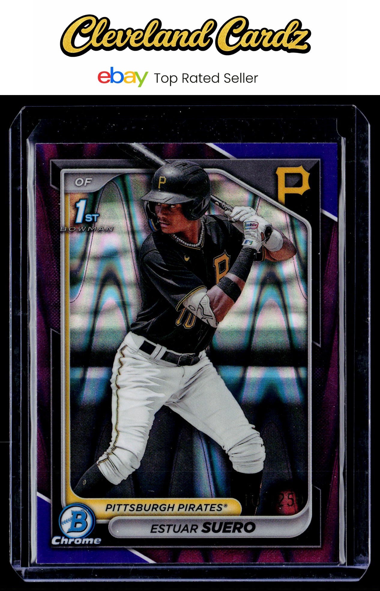 2024 Bowman #BCP-63 Estuar Suero Chrome Prosp. Purple RayWave Refractors #/250