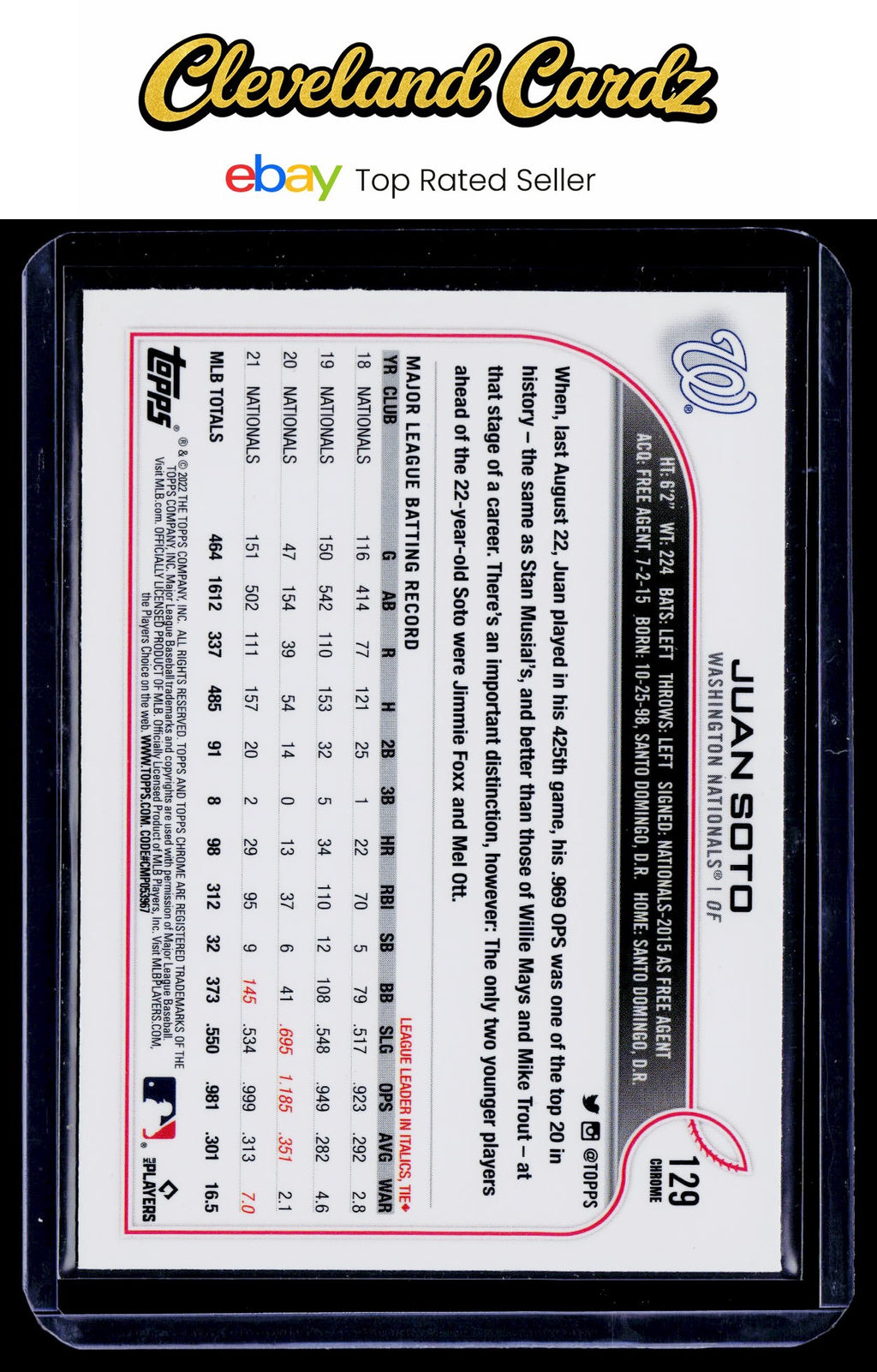 2022 Topps Chrome #129 Juan Soto X-Fractor