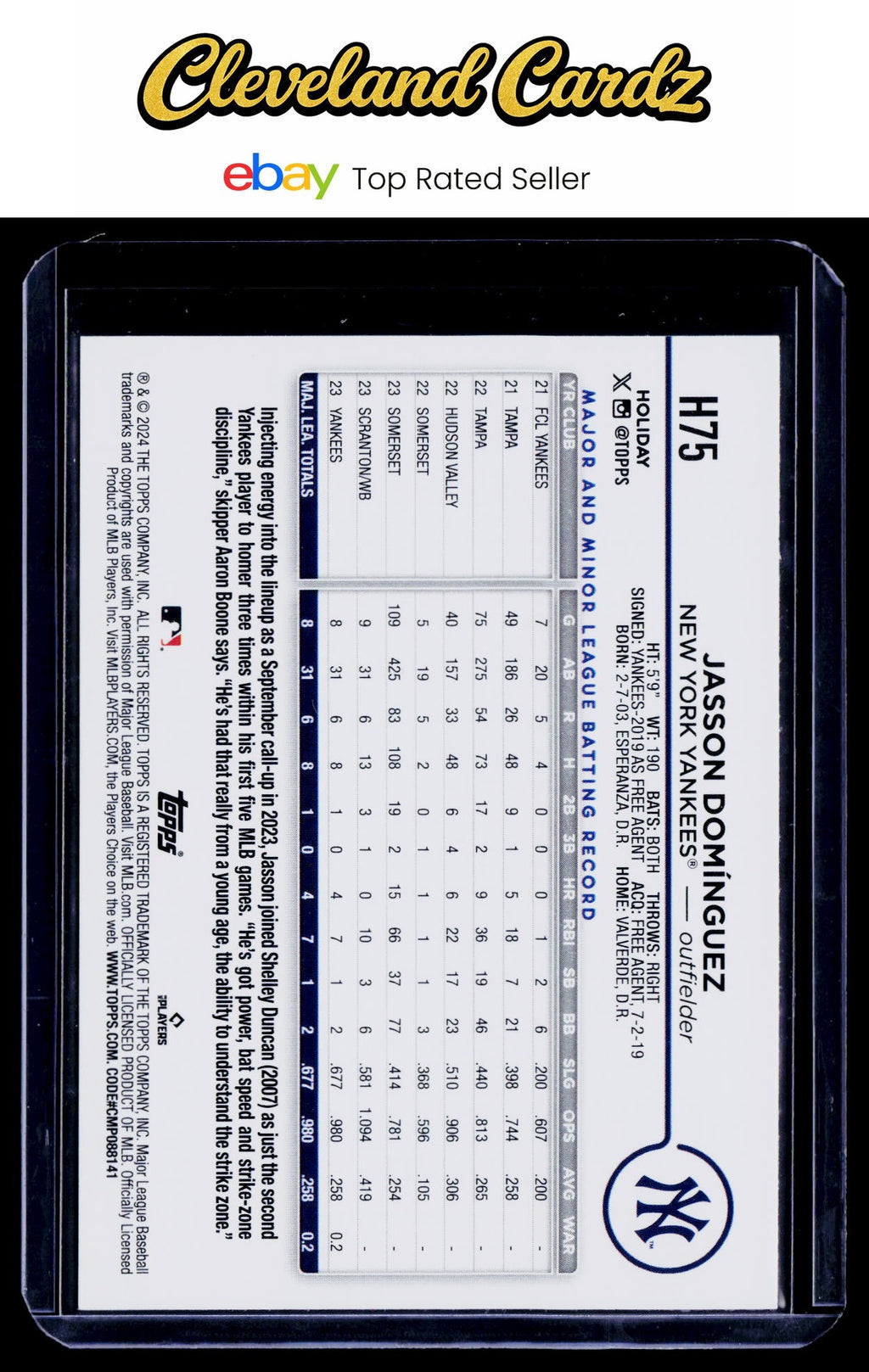 2024 Topps Holiday #H75 Jasson Domínguez