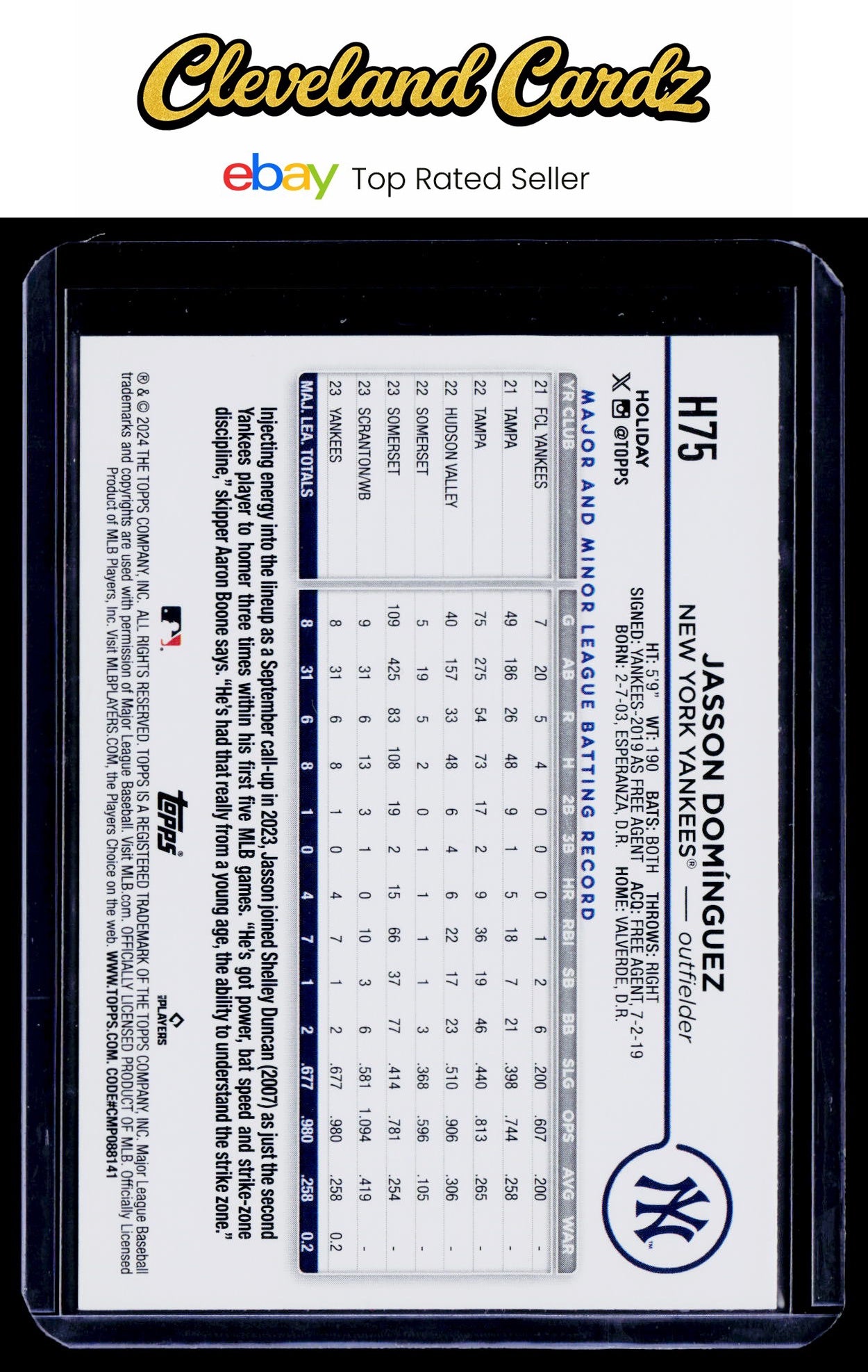 2024 Topps Holiday #H75 Jasson Domínguez