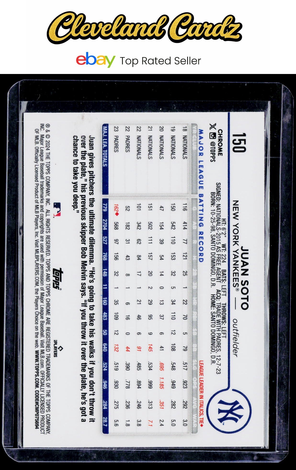 2024 Topps Chrome #150 Juan Soto Raywave Refractors