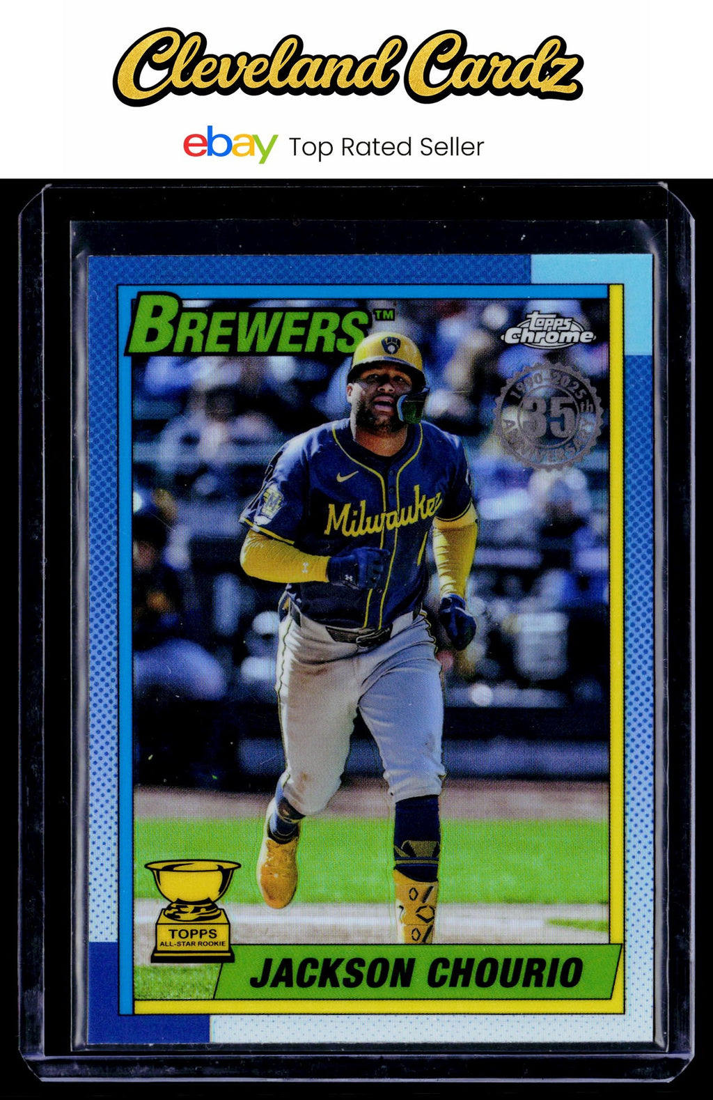 2025 Topps Chrome #90CB-9 Jackson Chourio 1990 Topps Baseball 35th An. Refractor