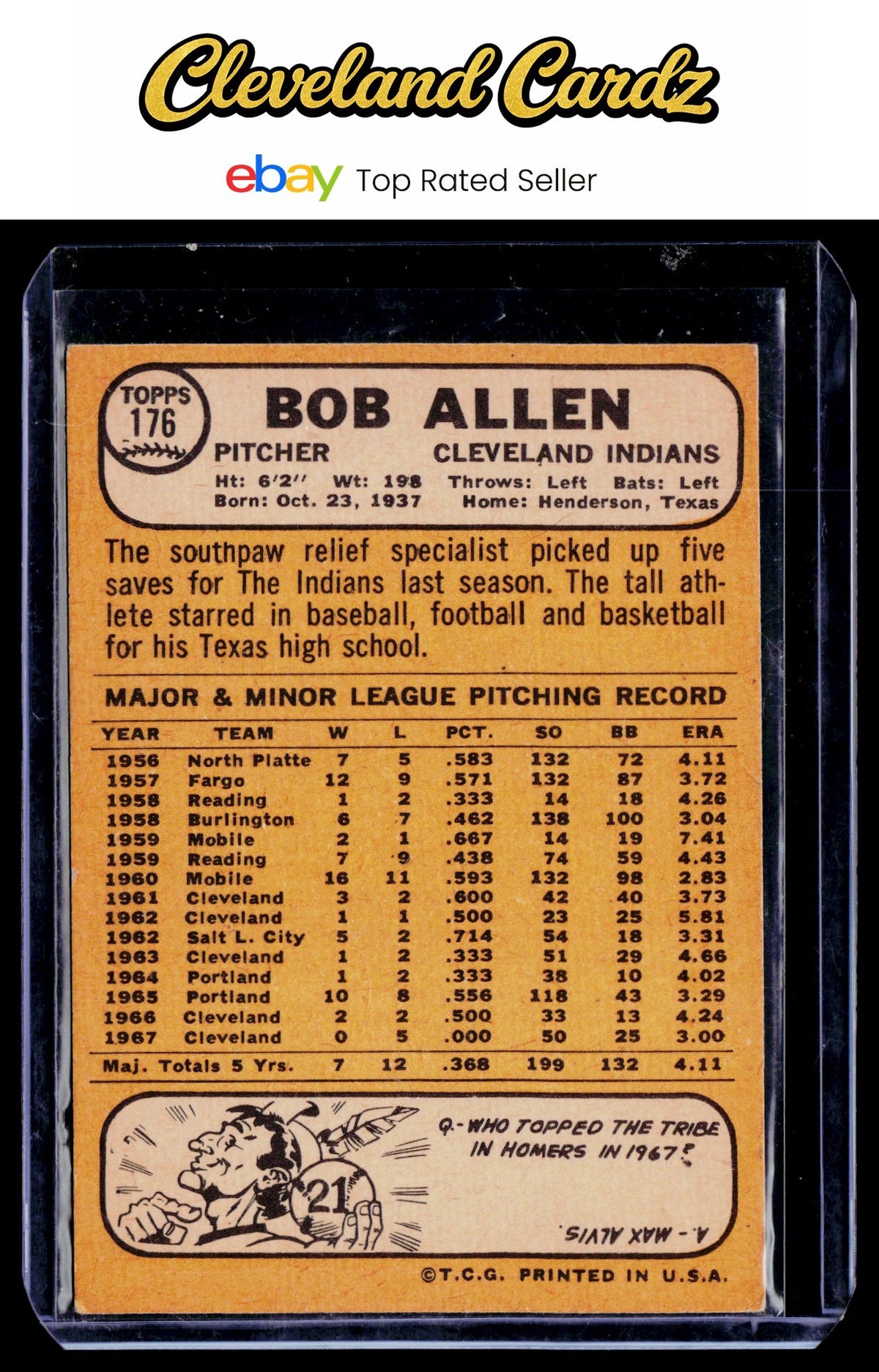 1968 Topps #176 Bob Allen