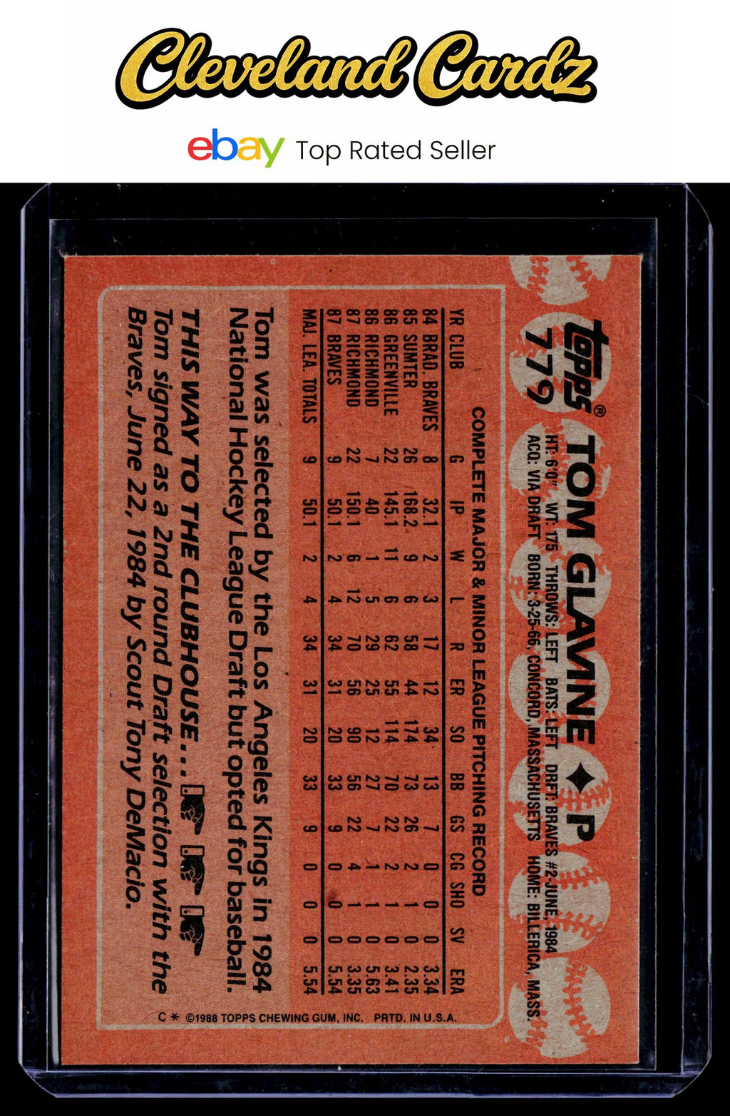 1988 Topps #779 Tom Glavine