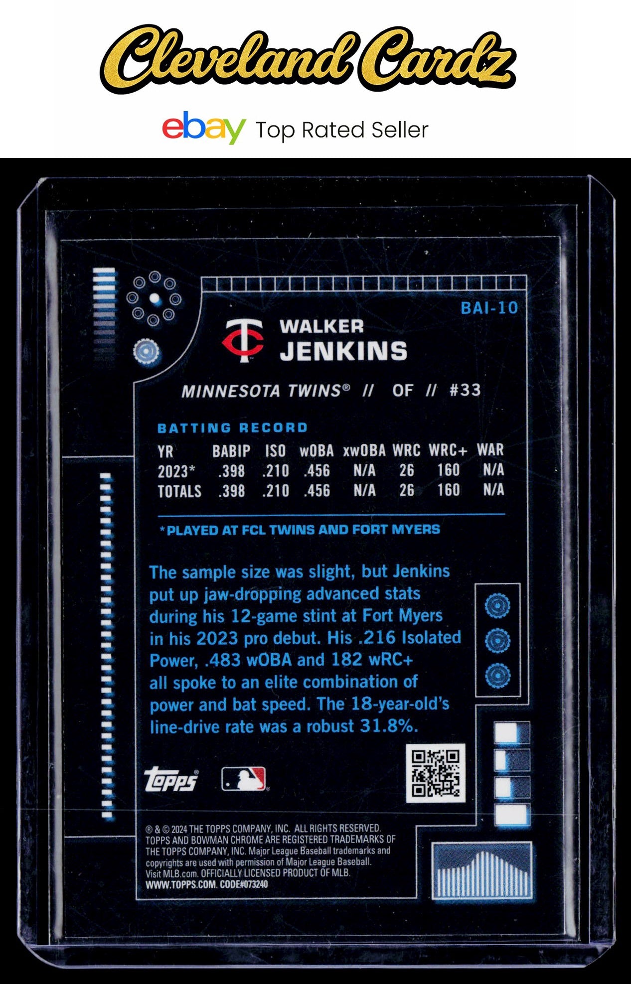 2024 Bowman #BAI-10 Walker Jenkins Bowman A.I. Refractor