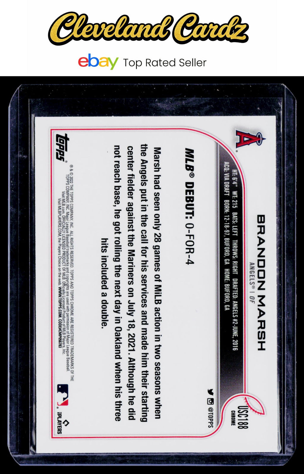 2022 Topps Chrome Update #USC188 Brandon Marsh Purple Refractor