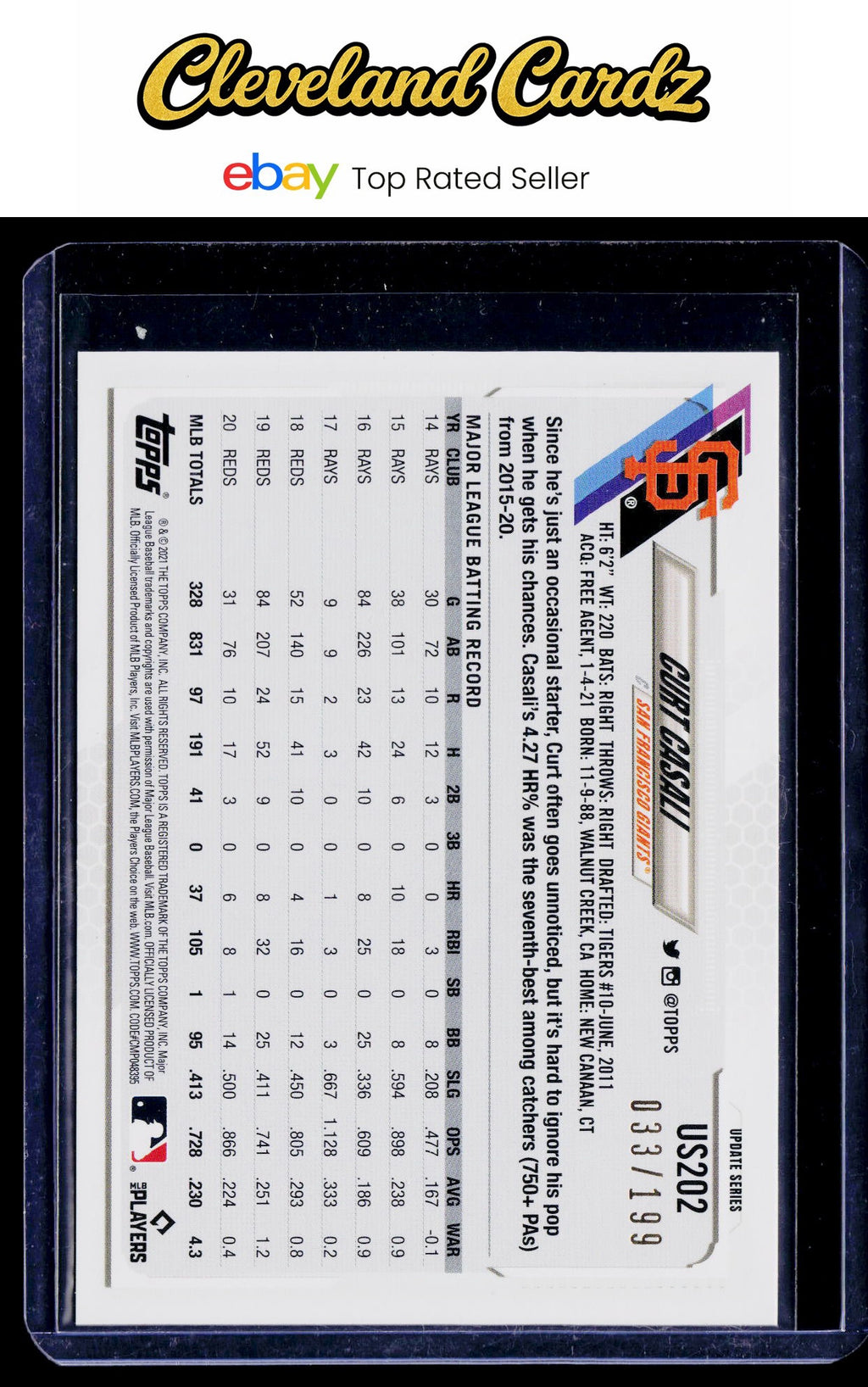 2021 Topps Update #US202 Curt Casali Red Foilboard #/199