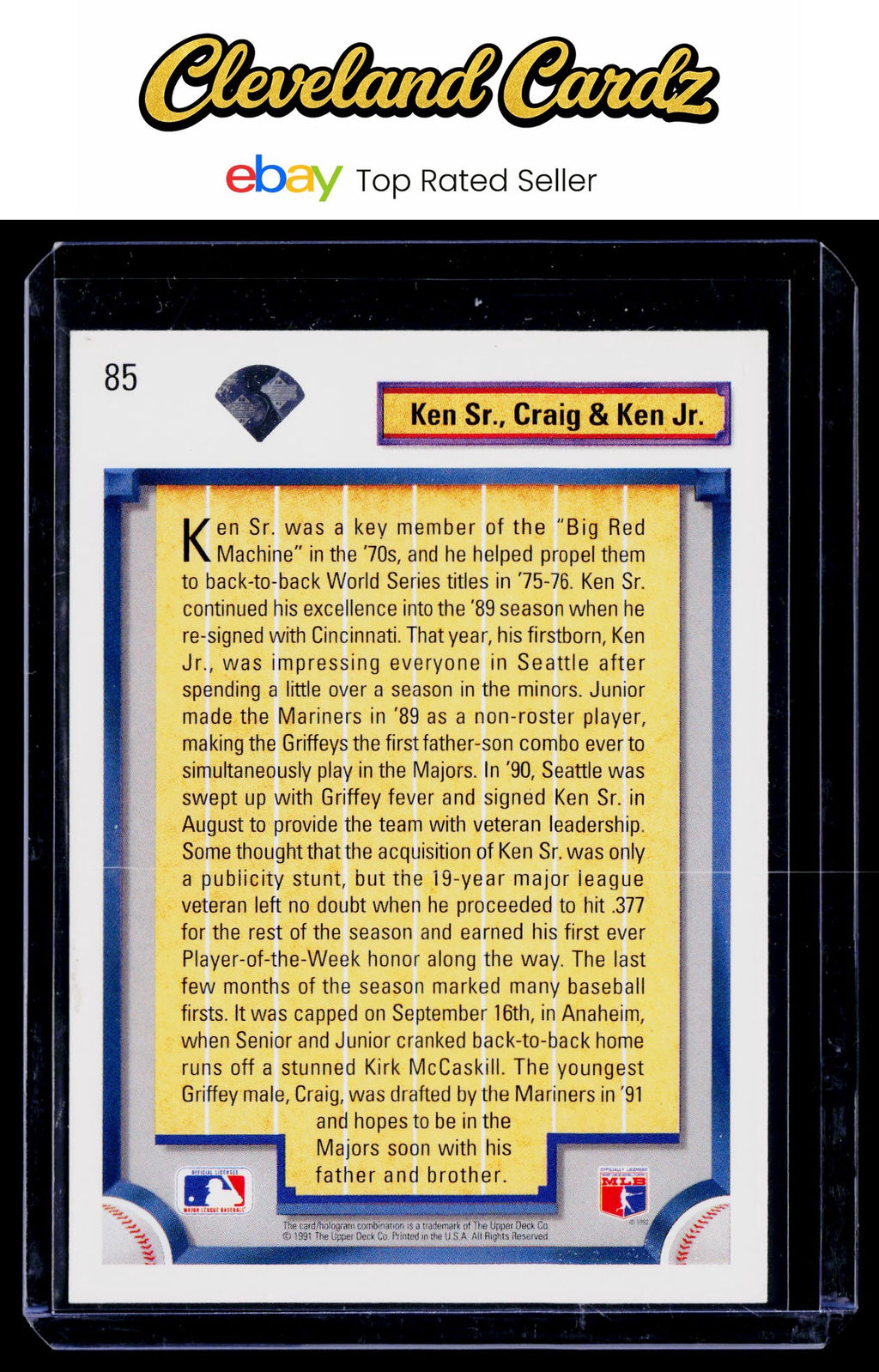 1992 Upper Deck #85 Ken Sr., Craig &amp; Ken Jr.