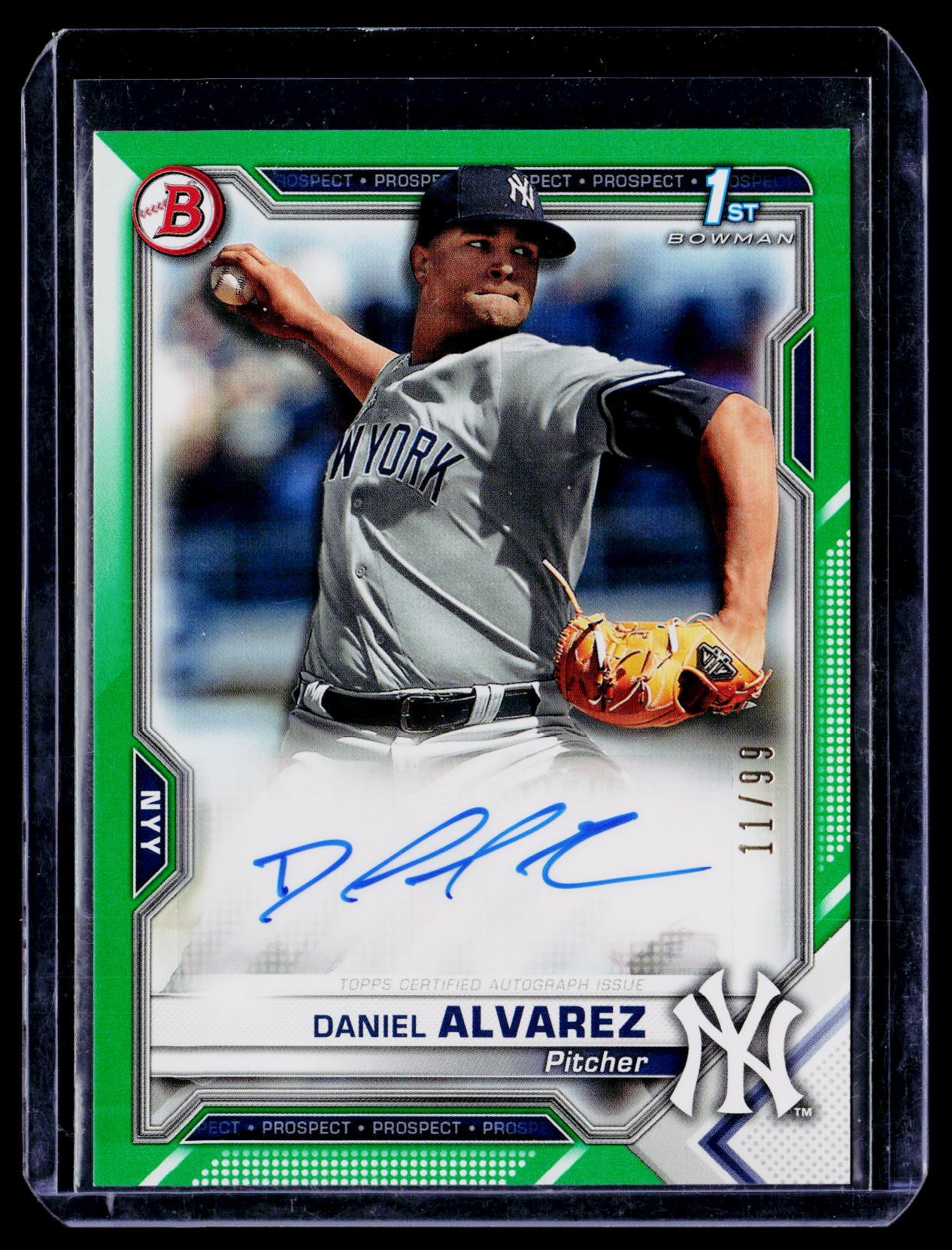 2021 Bowman #PAPR-DA Daniel Alvarez Prospect Autographs Green #/99