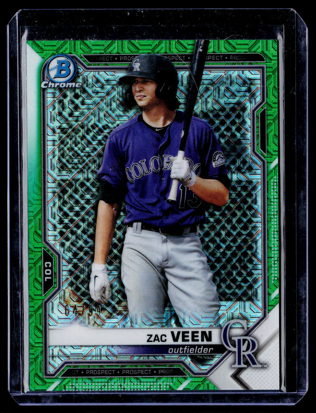 2021 Bowman Chrome #BCP-183 Zac Veen Prospects Mojo Refractor Green #/99