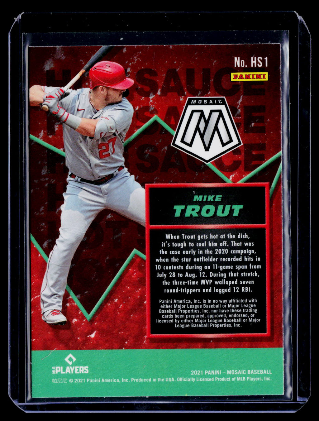 2021 Panini Mosaic #HS1 Mike Trout Hot Sauce