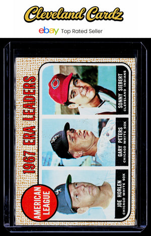 1968 Topps #8 American League 1967 ERA Leaders (Horlen/Peters/Siebert)