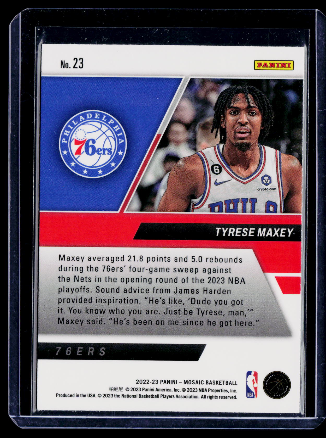 2022-23 Panini Mosaic #23 Tyrese Maxey Stare Masters