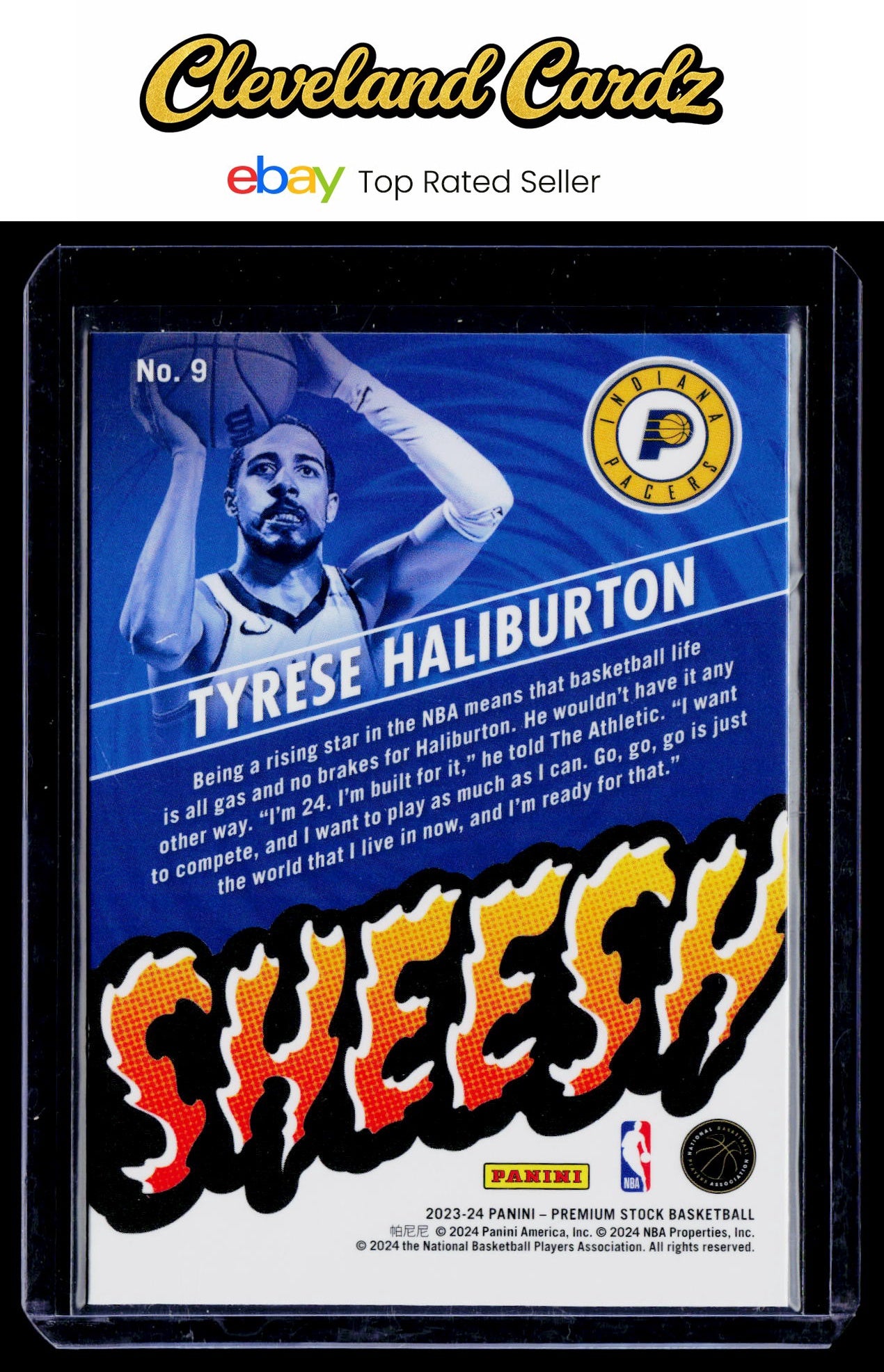 2023-24 Hoops Premium Stock #9 Tyrese Haliburton Sheesh