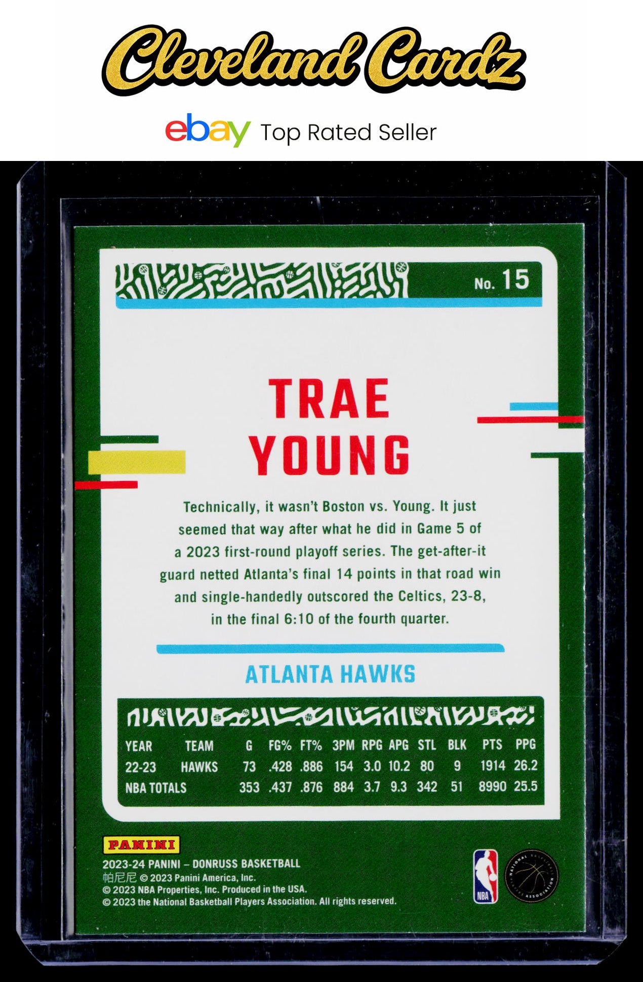 2023-24 Donruss #15 Trae Young Green Laser Holo