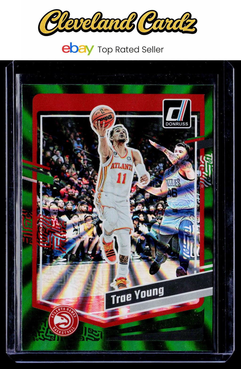 2023-24 Donruss #15 Trae Young Green Laser Holo