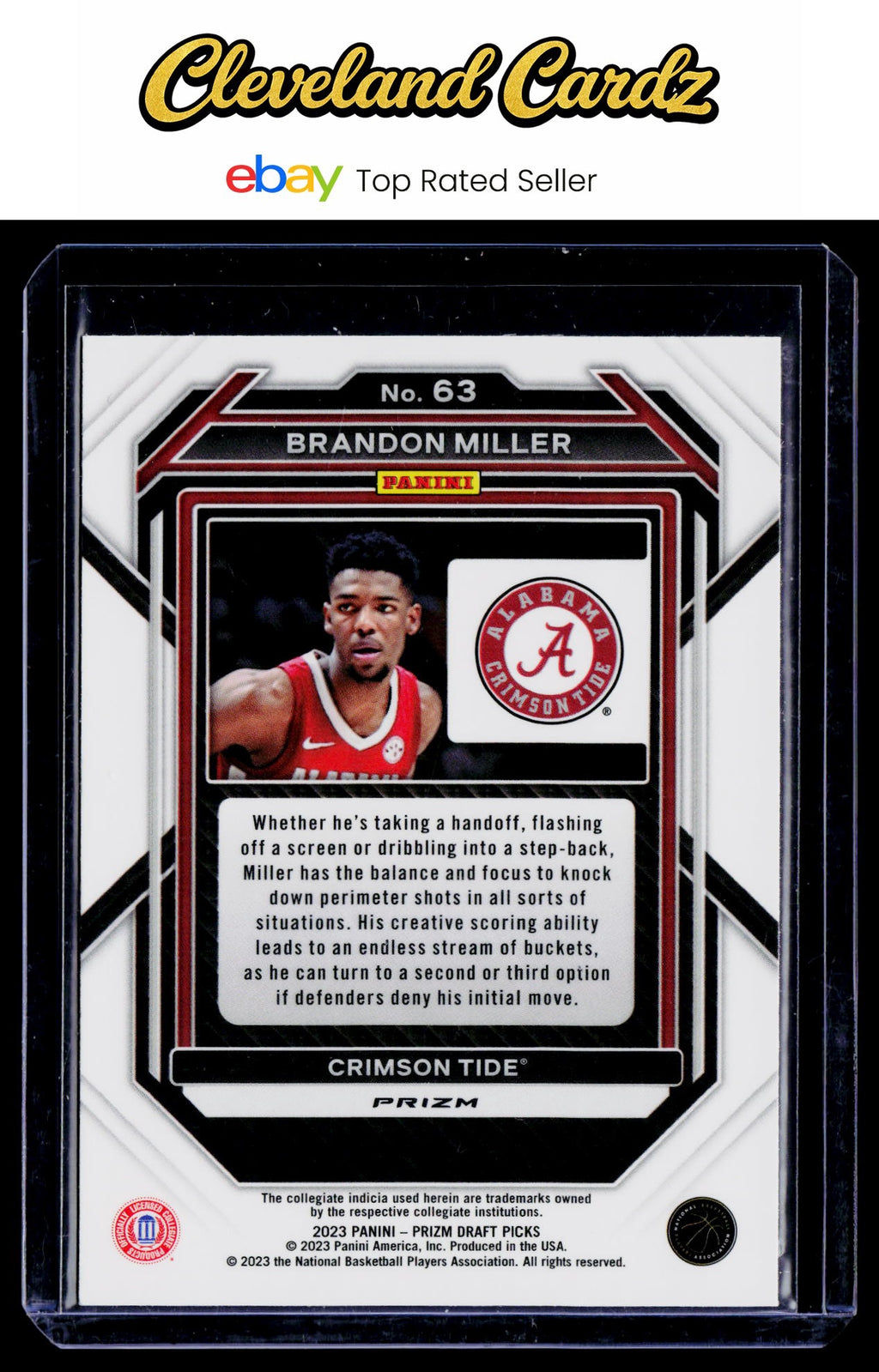 2023 Panini Prizm Draft Picks #63 Brandon Miller Green Prizm RC