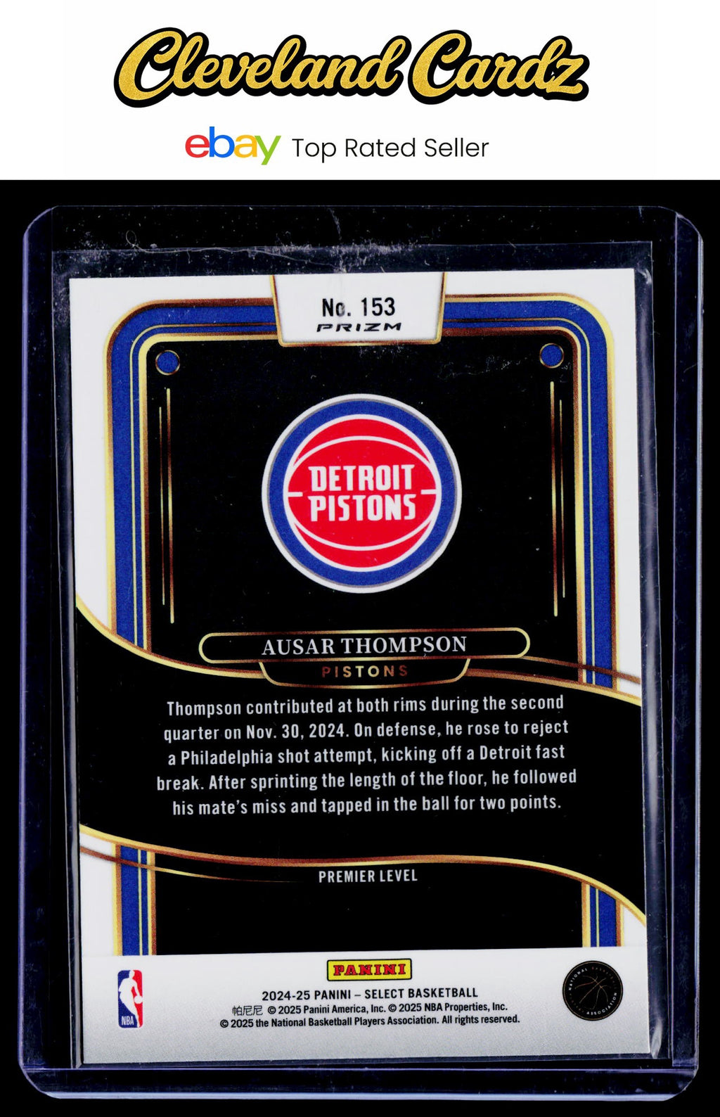 2024-25 Panini Select #153 Ausar Thompson Blue Prizm