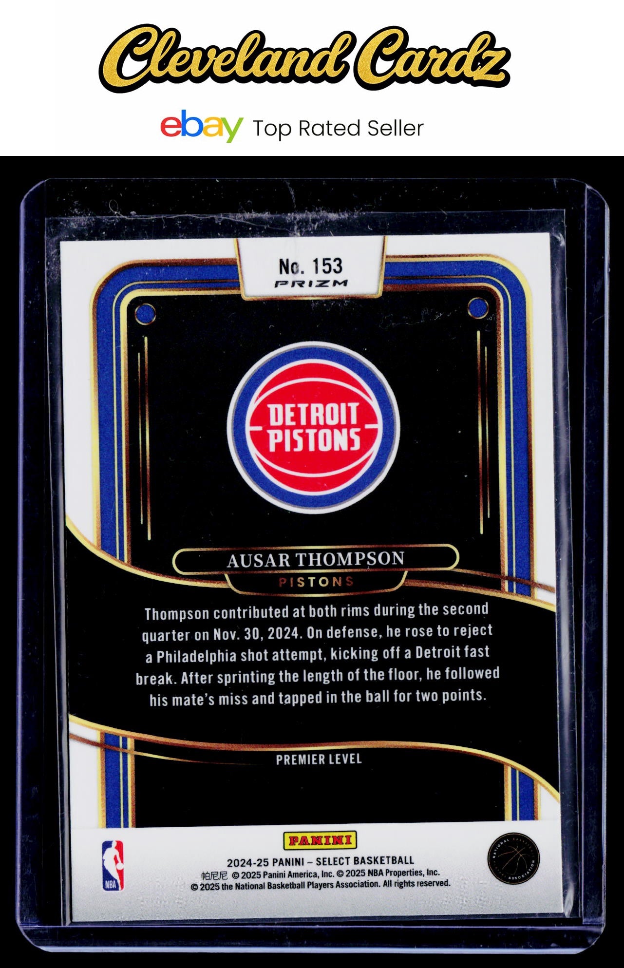 2024-25 Panini Select #153 Ausar Thompson Blue Prizm