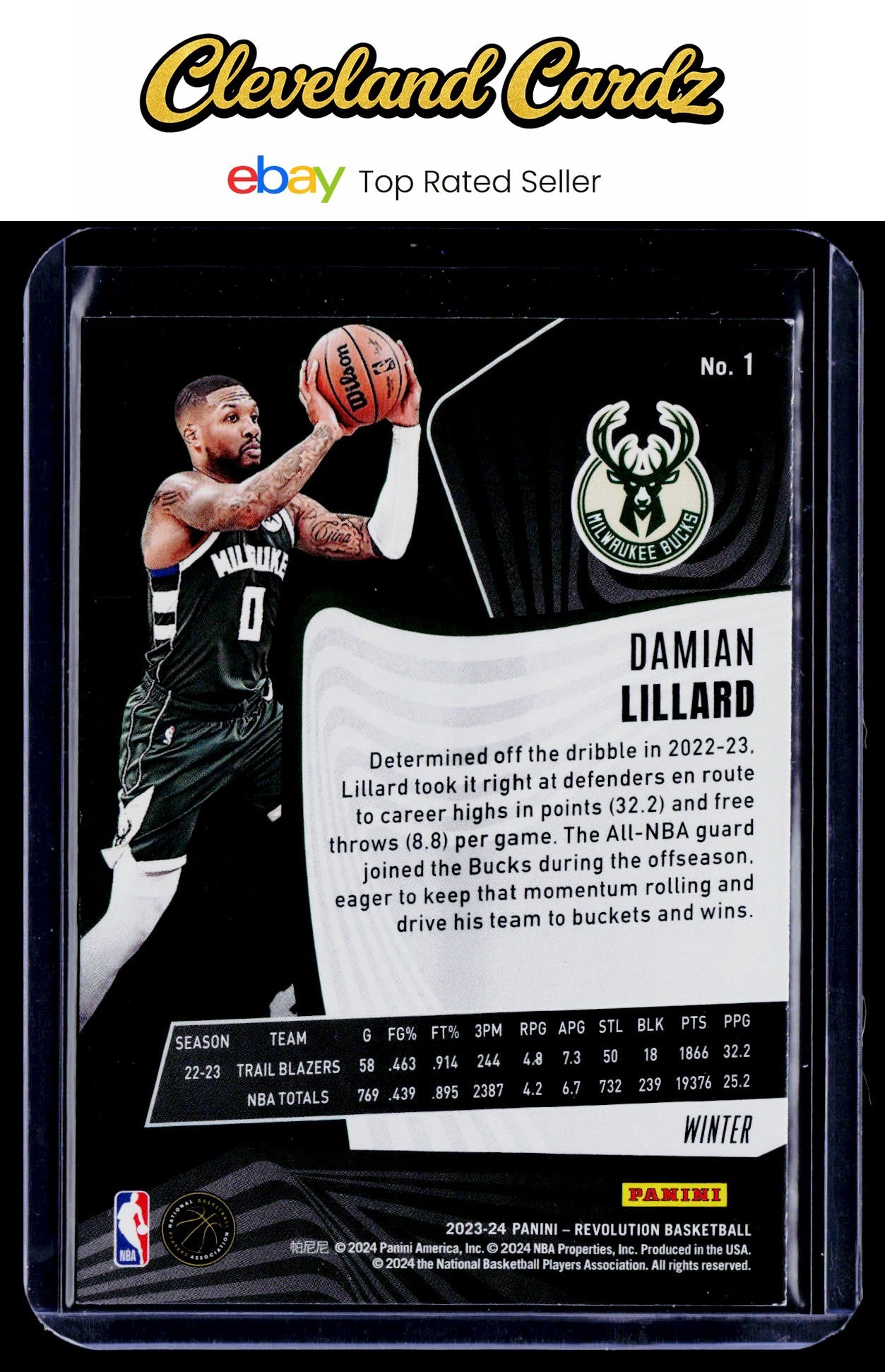 2023-24 Panini Revolution #1 Damian Lillard Winter
