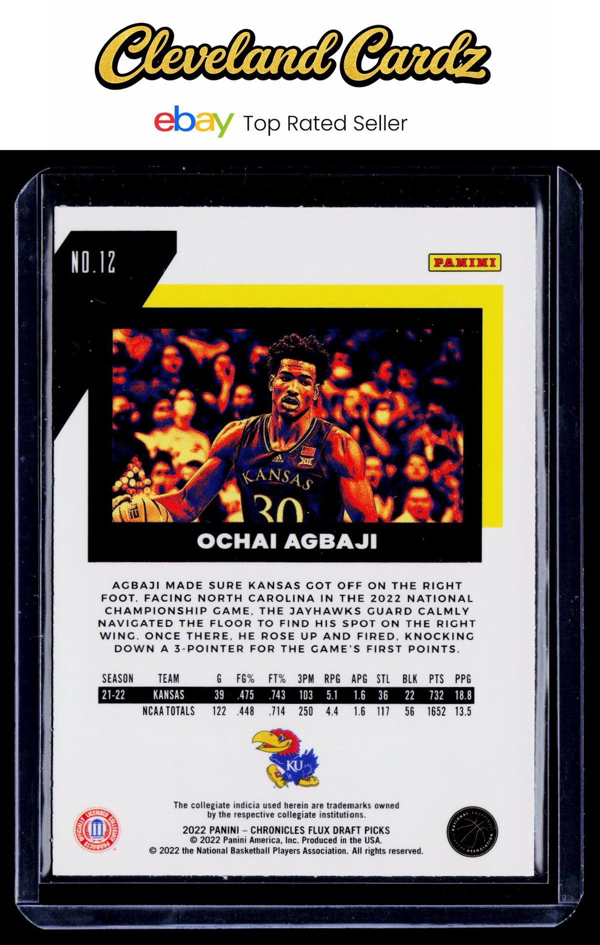 2022 Panini Chronicles Draft Picks #12 Ochai Agbaji Flux