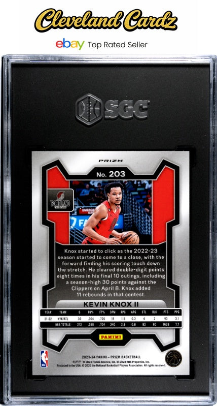 2023-24 Panini Prizm #203 Kevin Knox II Ice Prizm SGC 9