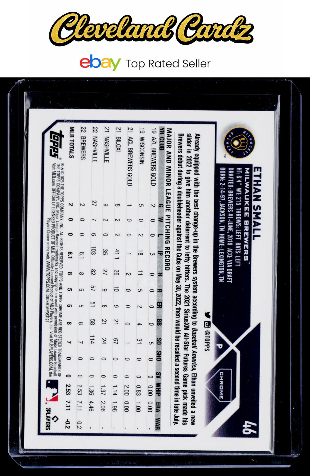 2023 Topps Chrome #46 Ethan Small Purple Sonar Refractors #/275 RC