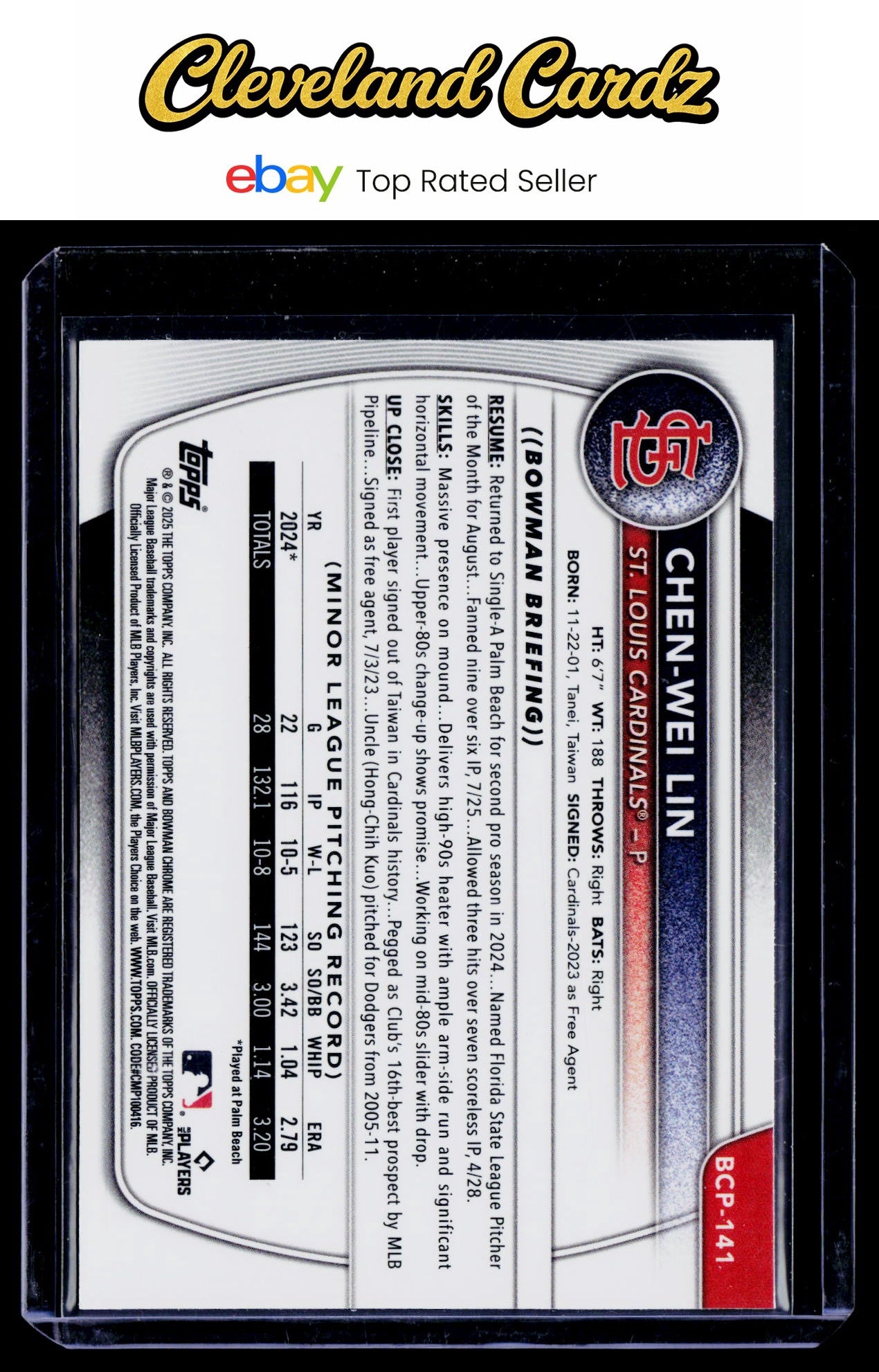2025 Bowman #BCP-141 Chen-Wei Lin Chrome Prospects Reptilian Refractor