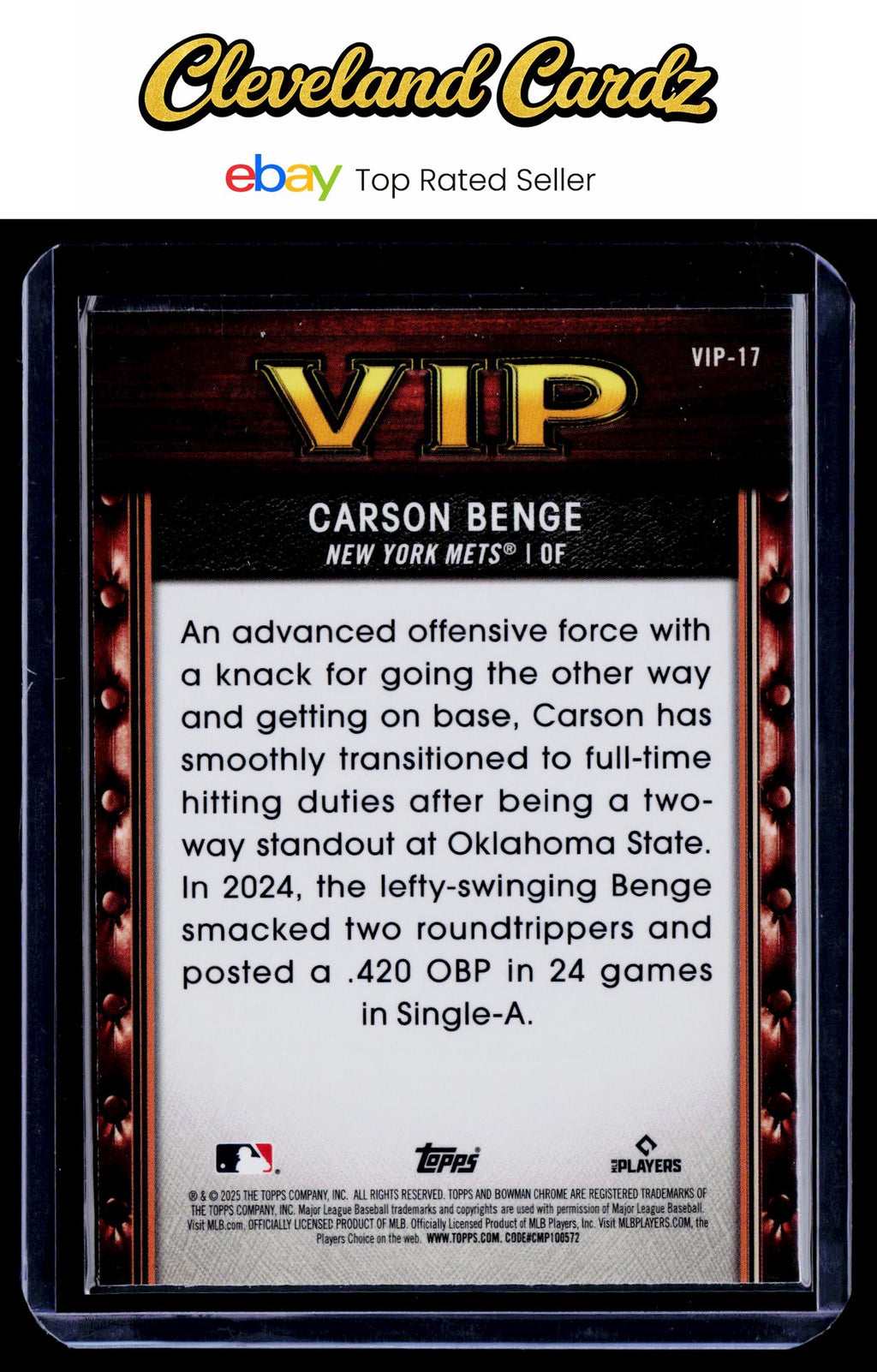 2025 Bowman #VIP-17 Carson Benge Very Important Prospects