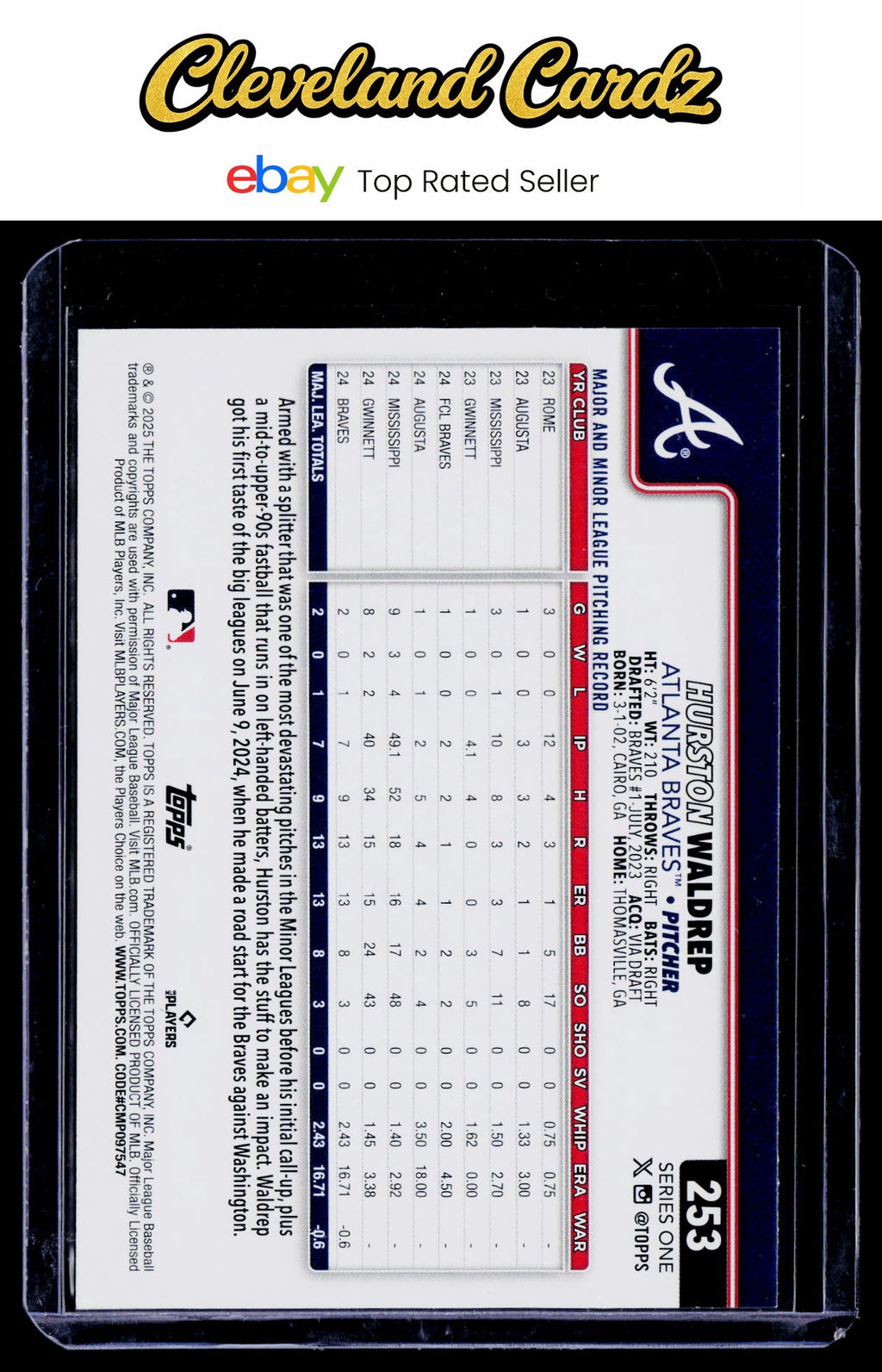 2025 Topps #253 Hurston Waldrep Diamante Foil RC