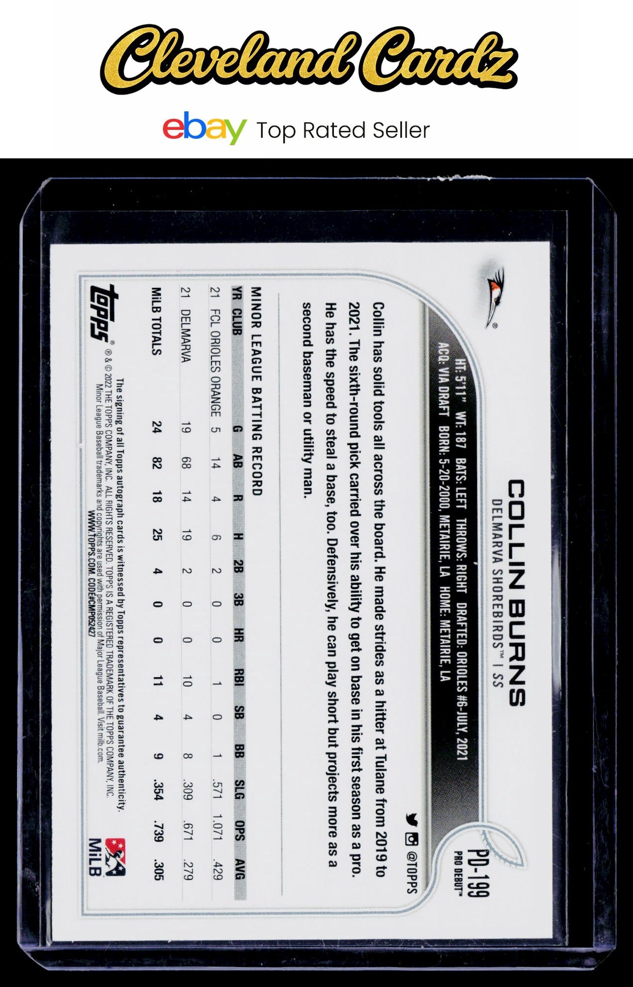 2022 Topps Pro Debut #PD-199 Collin Burns Autographs