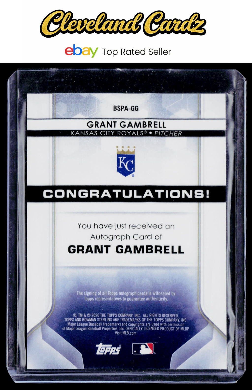 2020 Bowman Sterling #BSPA-GG Grant Gambrell Prospect Autographs