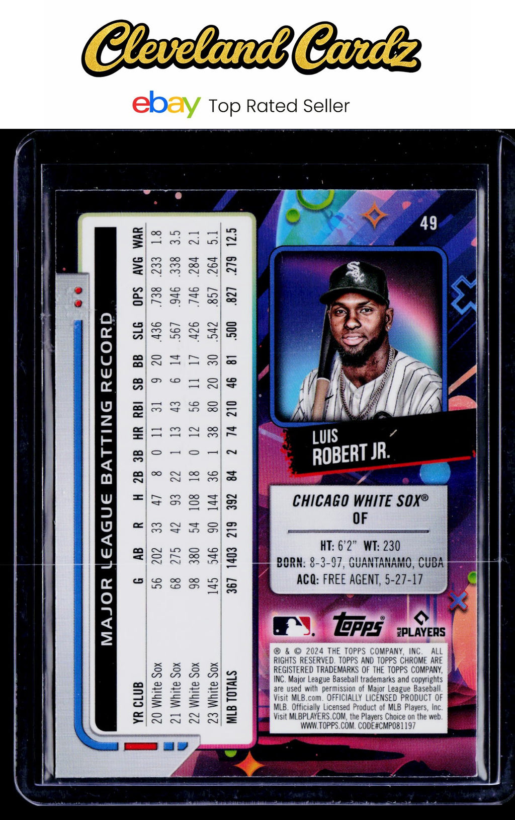 2024 Topps Chrome Cosmic #49 Luis Robert Jr. Aqua Equinox Refractors #/199