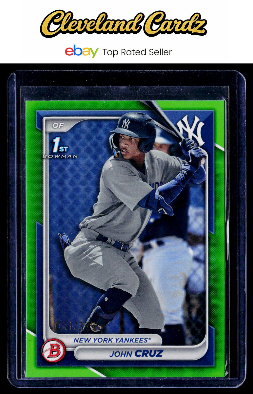 2024 Bowman #BP-77 John Cruz Prospects Neon Green #/399