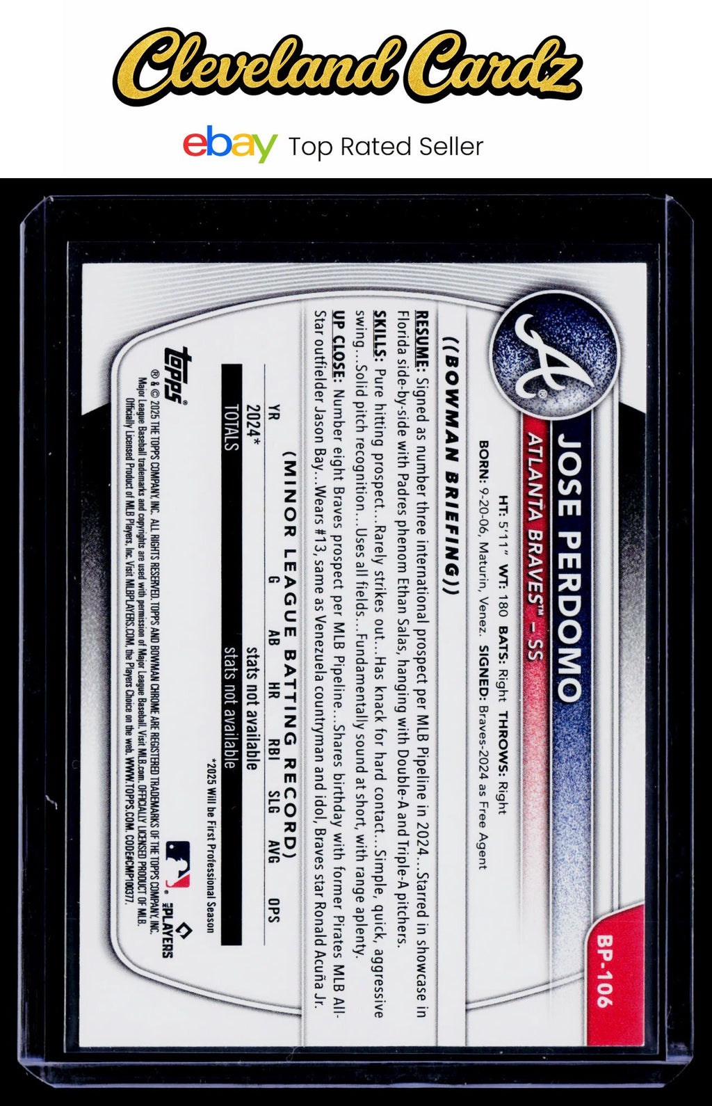 2025 Bowman #BP-106 Jose Perdomo Prospects Blue #/150