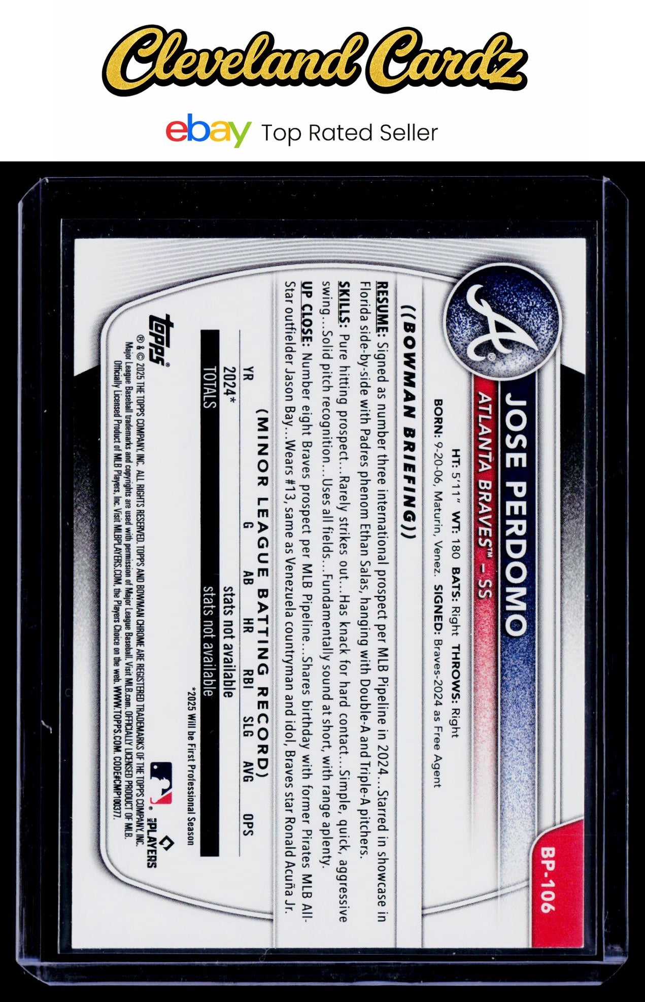 2025 Bowman #BP-106 Jose Perdomo Prospects Blue #/150