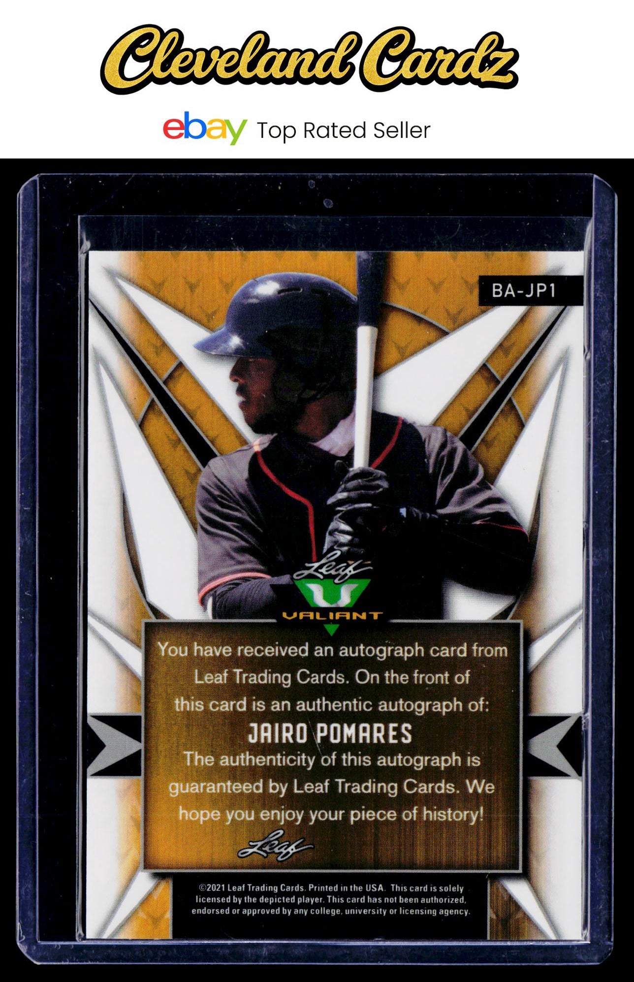 2021 Leaf Valiant #BA-JP1 Jairo Pomares Green Refractor
