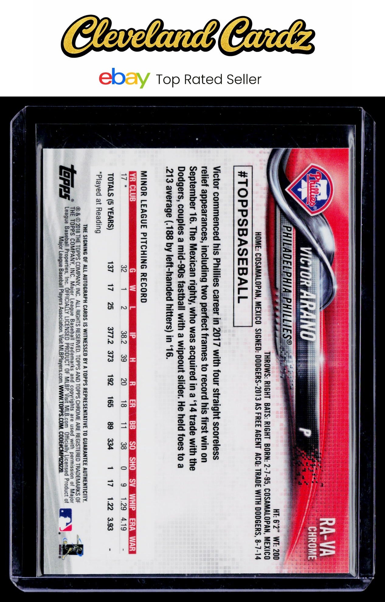 2018 Topps Chrome #RA-VA Victor Arano Rookie Autographs RC