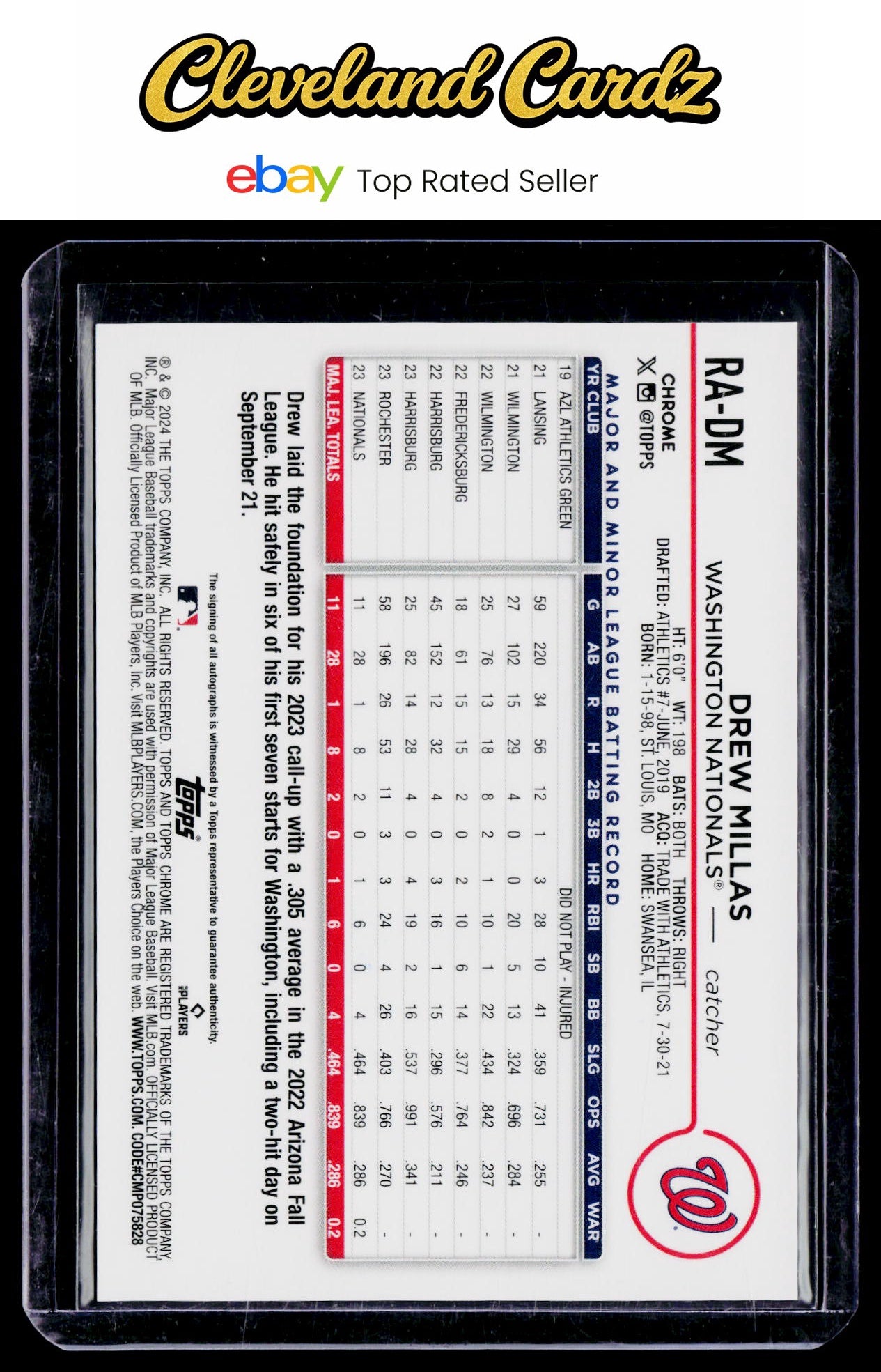 2024 Topps Chrome #RA-DM Drew Millas Rookie Autographs RC