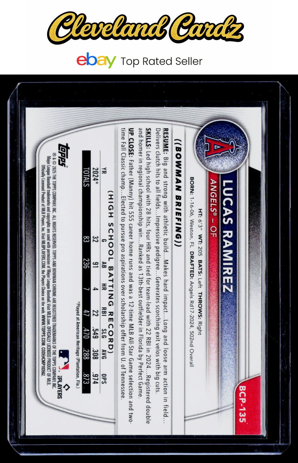 2025 Bowman #BCP-135 Lucas Ramirez Chrome Prospects Mojo Refractor