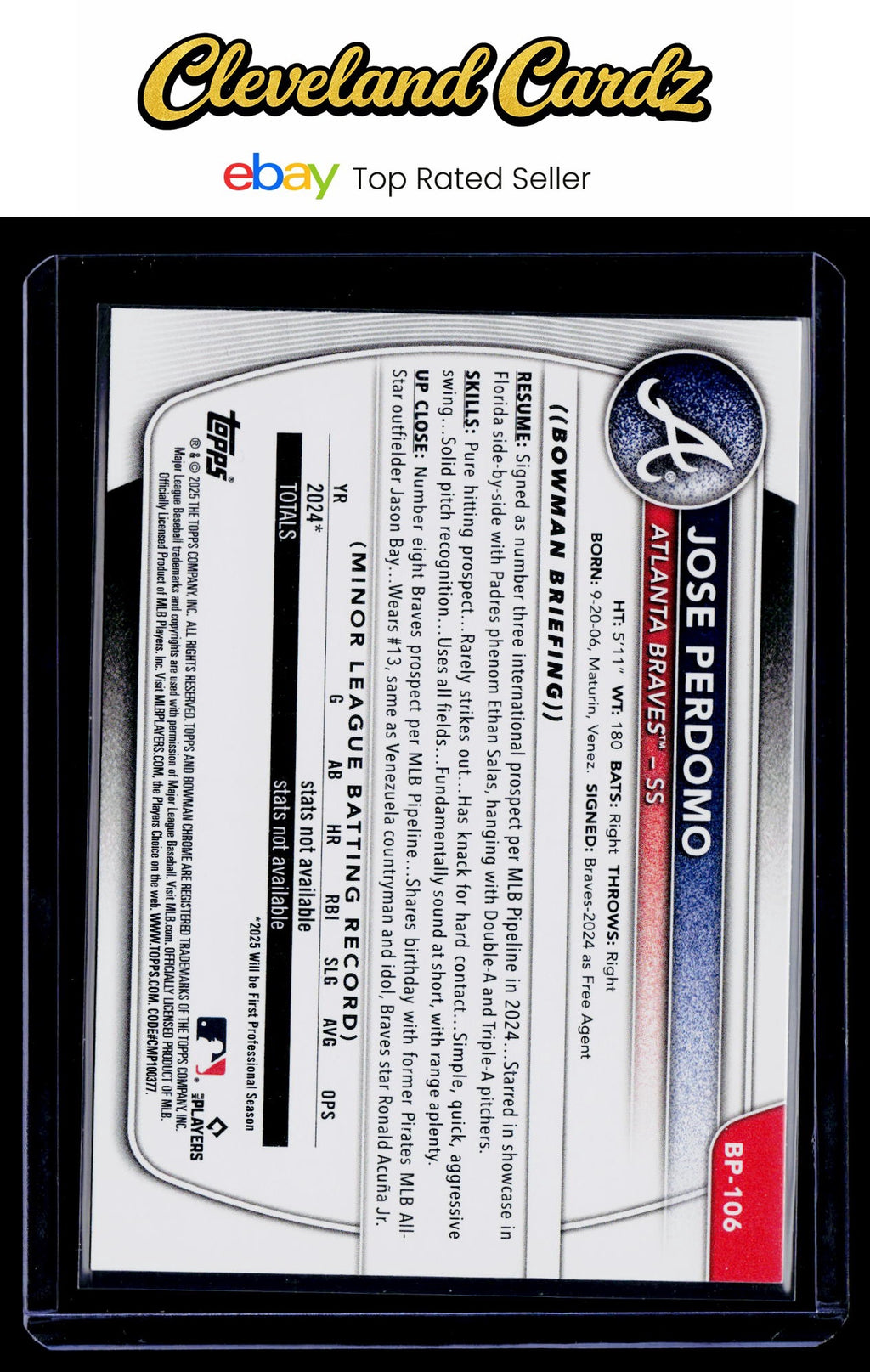 2025 Bowman #BP-106 Jose Perdomo Prospects