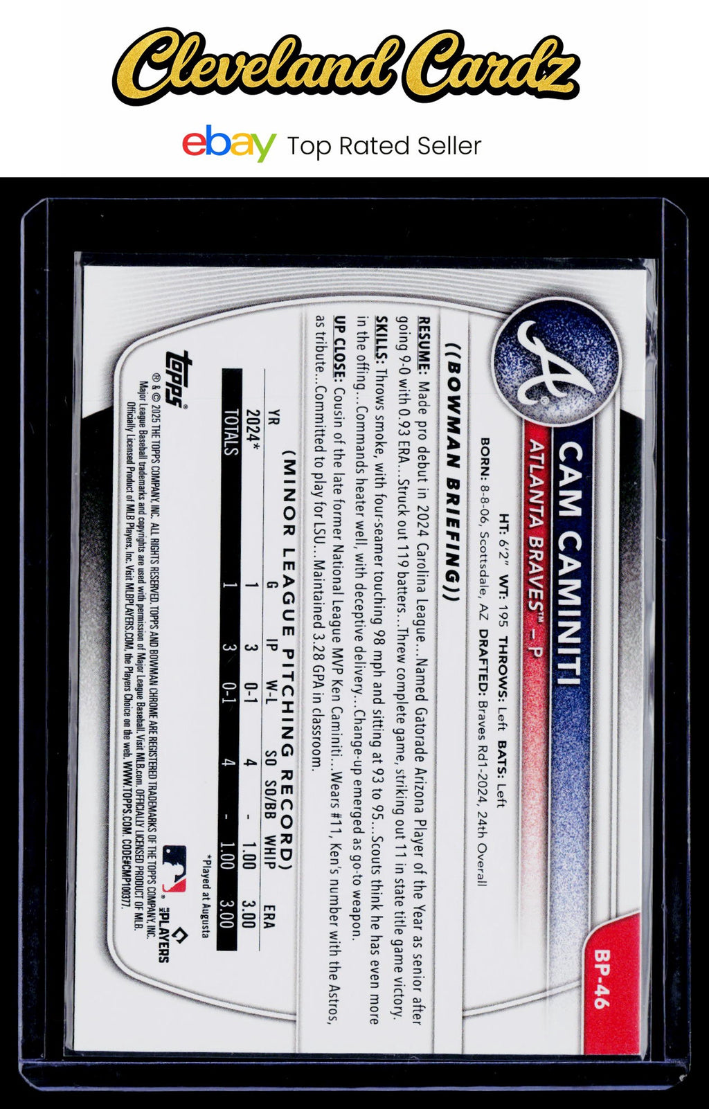 2025 Bowman #BP-46 Cam Caminiti Prospects