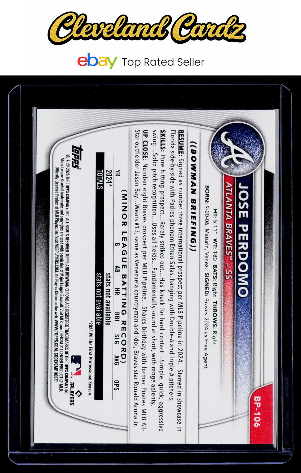 2025 Bowman #BP-106 Jose Perdomo Prospects