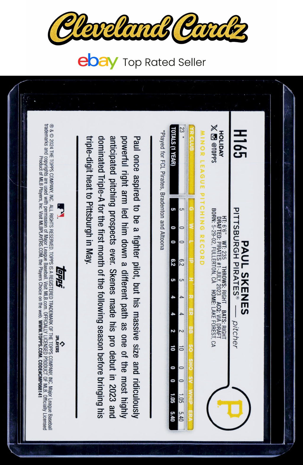 2024 Topps Holiday #H165 Paul Skenes RC