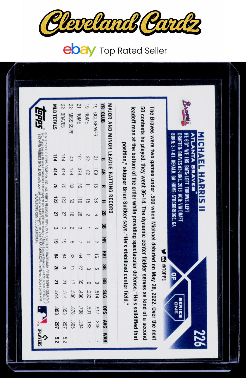 2023 Topps #226 Michael Harris II IP On Card Auto RC