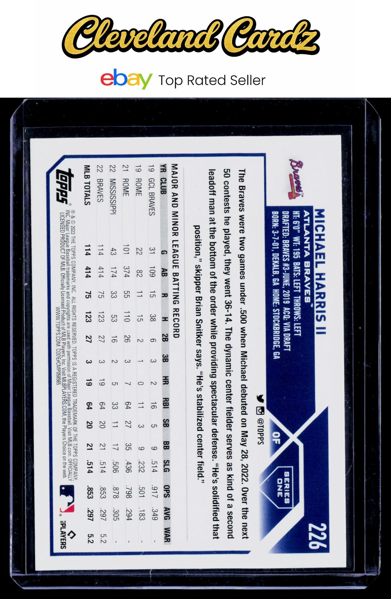 2023 Topps #226 Michael Harris II IP On Card Auto RC