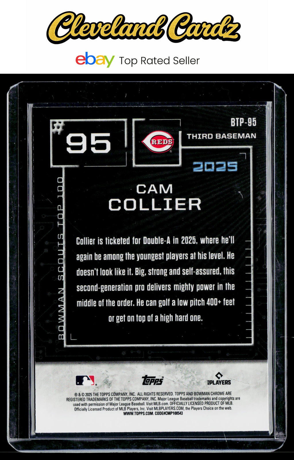 2025 Bowman #BTP-95 Cam Collier Bowman Scouts Top 100 Refractor