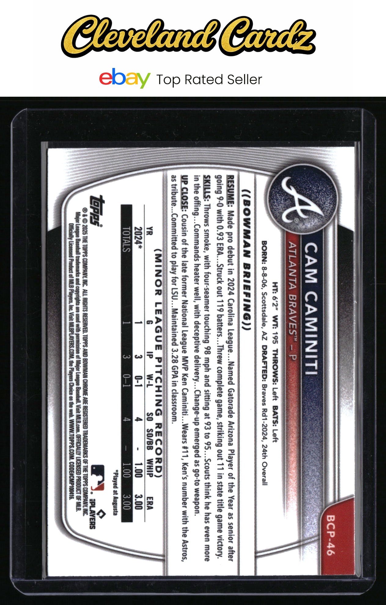 2025 Bowman #BCP-46 Cam Caminiti Chrome Prospects